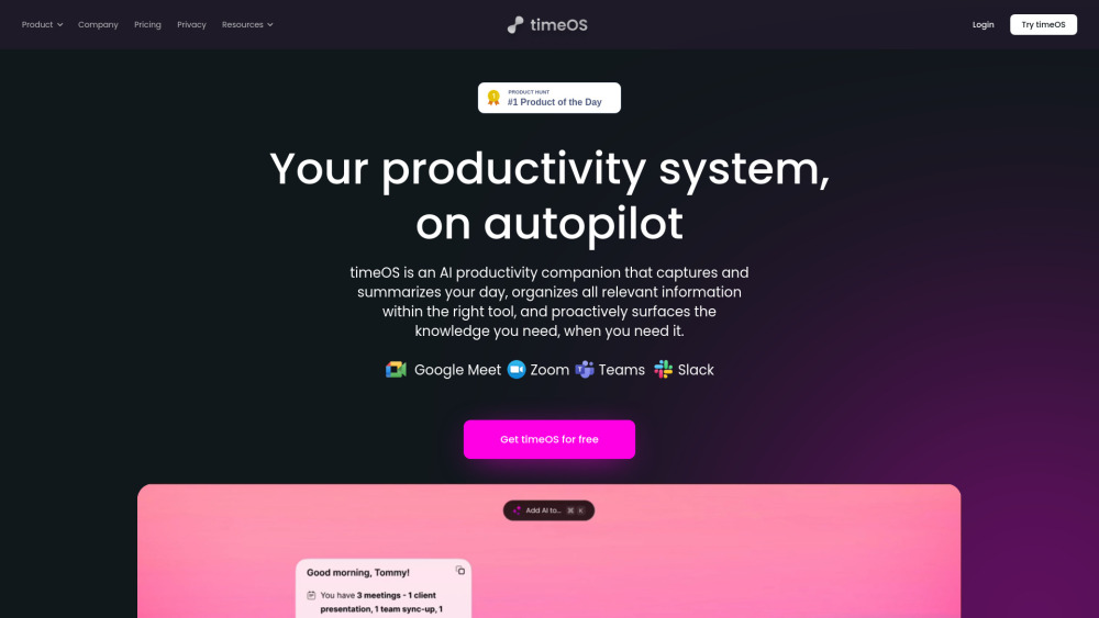 timeOS: AI Tool for Efficient Meeting Prep with timeOS
