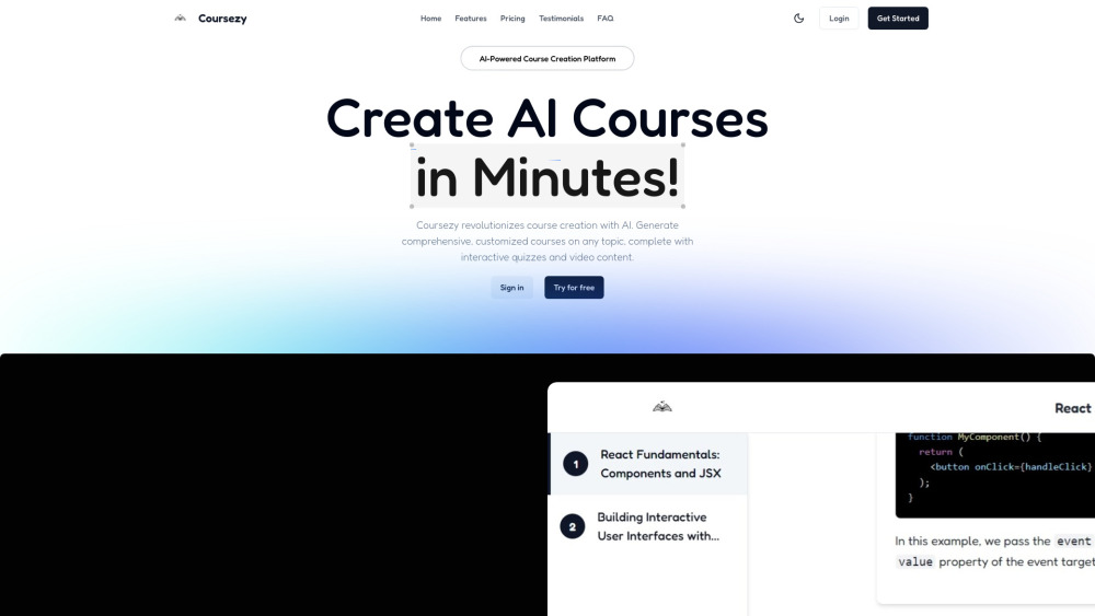 Coursezy: AI Platform for Fast Course Creation