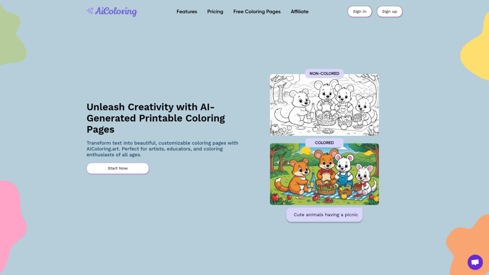 AIColoring.art: AI Tool for Custom Coloring Fun