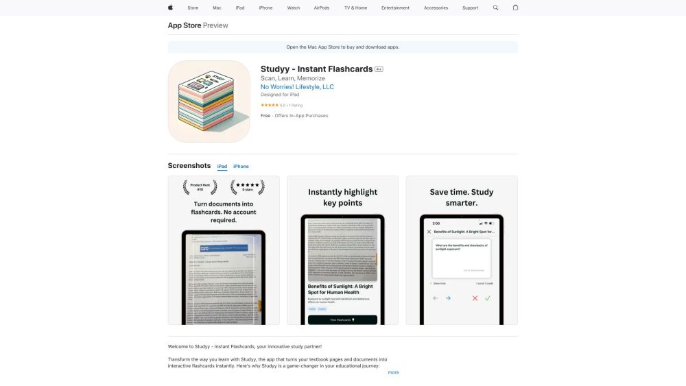 Studyy - Instant Flashcards Website screenshot