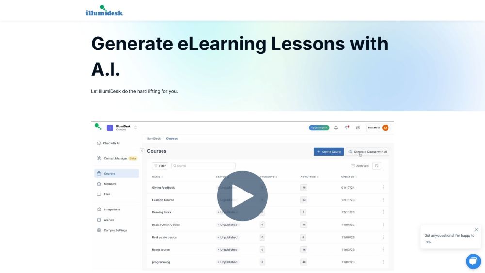 IllumiDesk: AI Tool for Creating Courses