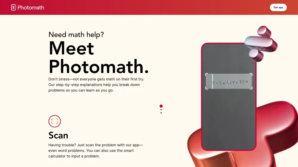 Photomath Website screenshot