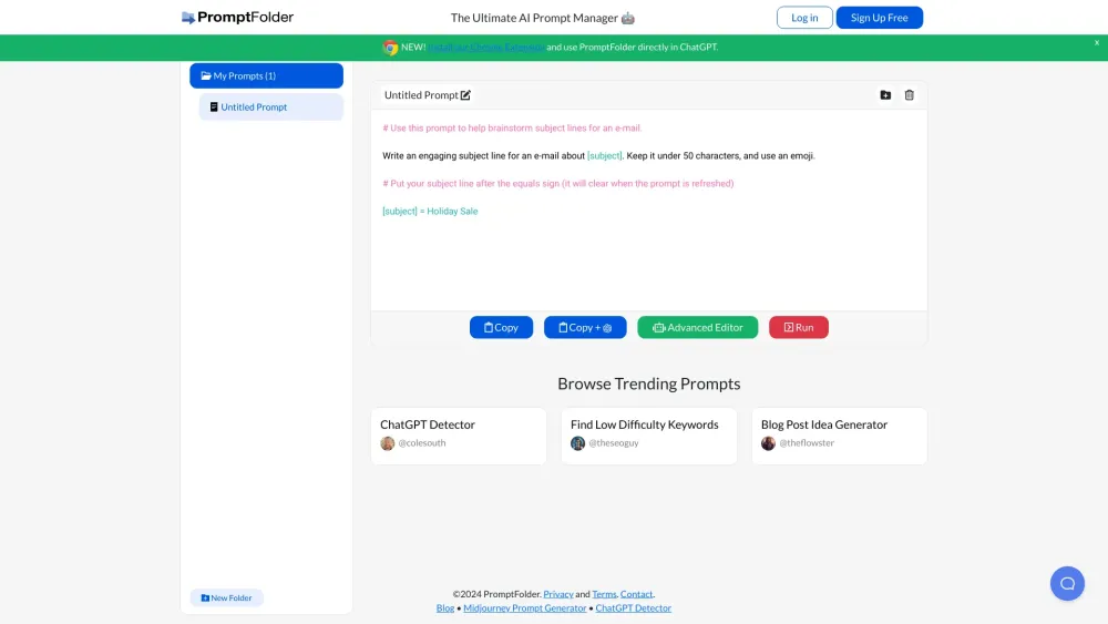 PromptFolder: AI prompt manager for ChatGPT, Midjourney & more