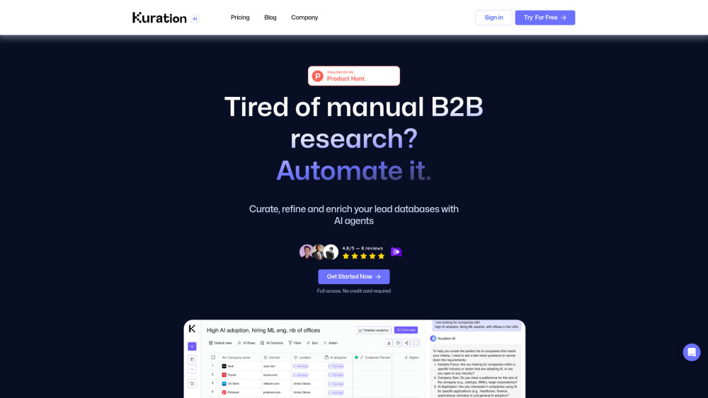 Kuration AI: AI Tool for B2B Research Automation