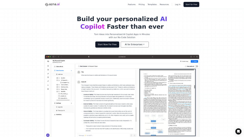 Azna AI: Personalized AI Copilot App Creation