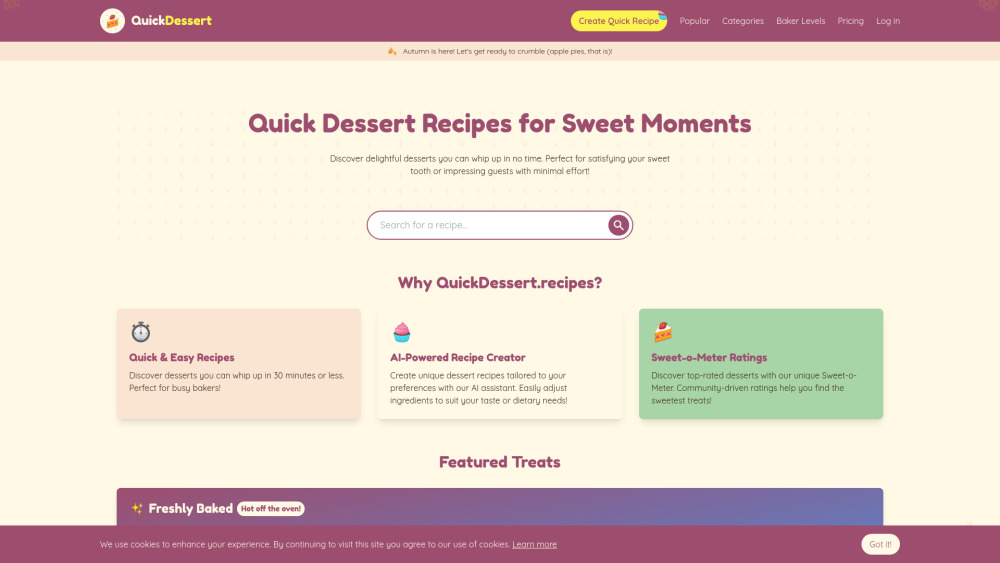 QuickDessert.recipes: AI Tool for Quick Desserts
