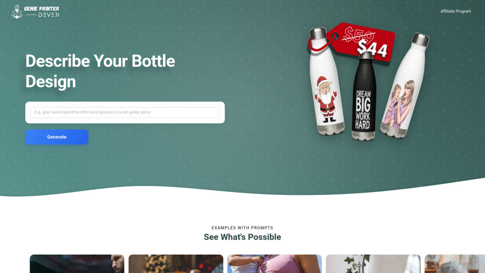Genie Printer: AI Tool for Custom Bottle Designs