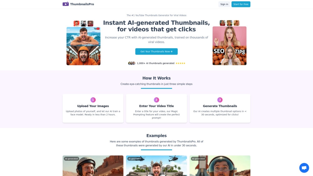 ThumbnailsPro: AI Tool for YouTube Thumbnails