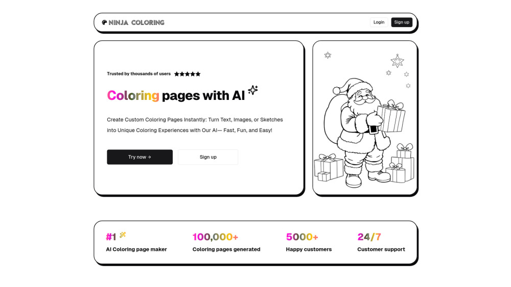 NinjaColoring: AI Tool for Custom Coloring Pages