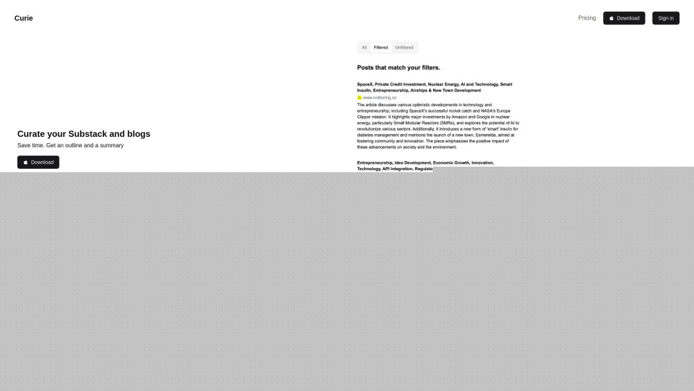 Curie: AI Tool for Curating and Summarizing Blog Articles