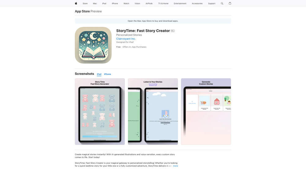 StoryTime: Fast Story Creator: AI Tool for Kids
