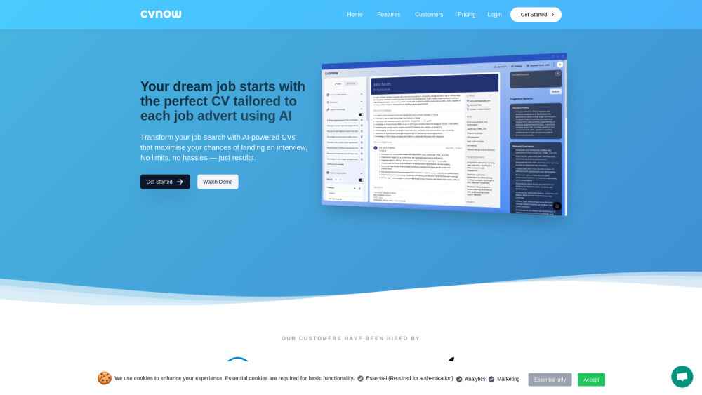 cvnow: AI Tool for Fast, Tailored Resumes