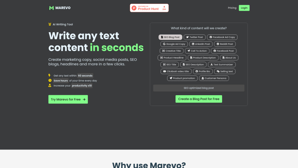 Marevo: AI Tool for Fast, Efficient Content Creation