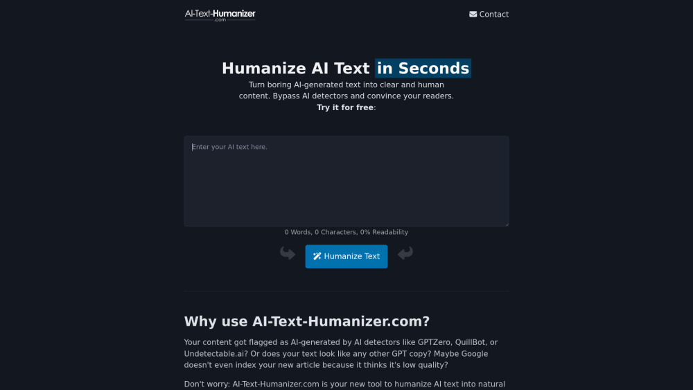 AI-Text-Humanizer.com: Free ai tool for human-like writing