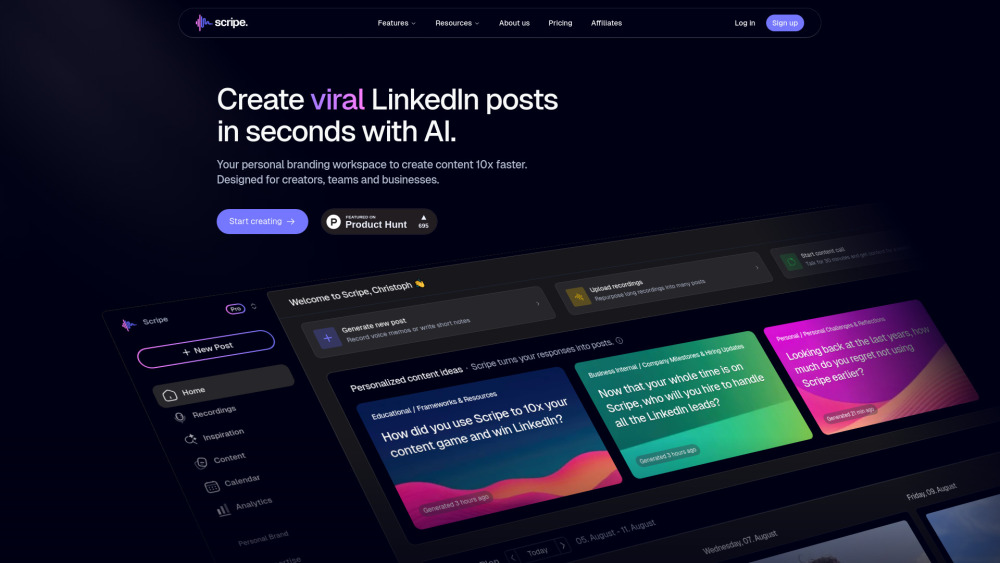 Scripe Website screenshot