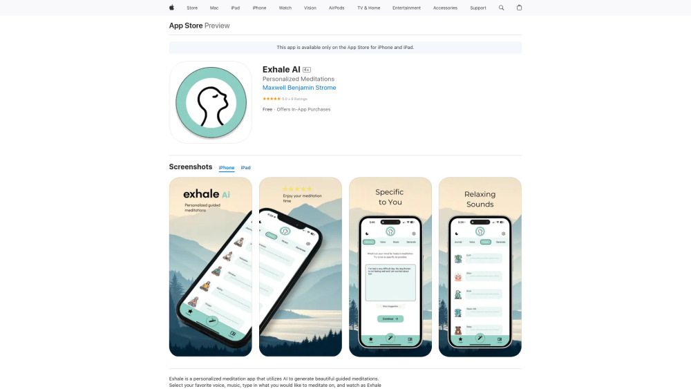 Exhale AI: AI Tool for Personalized Meditations