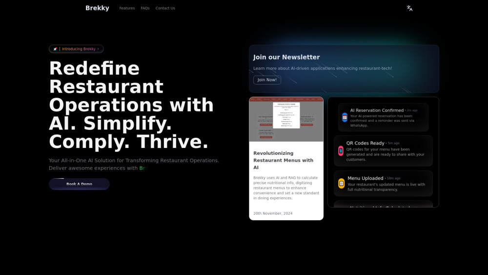 Brekky: AI Tool for Restaurant Operations & Dining Experience