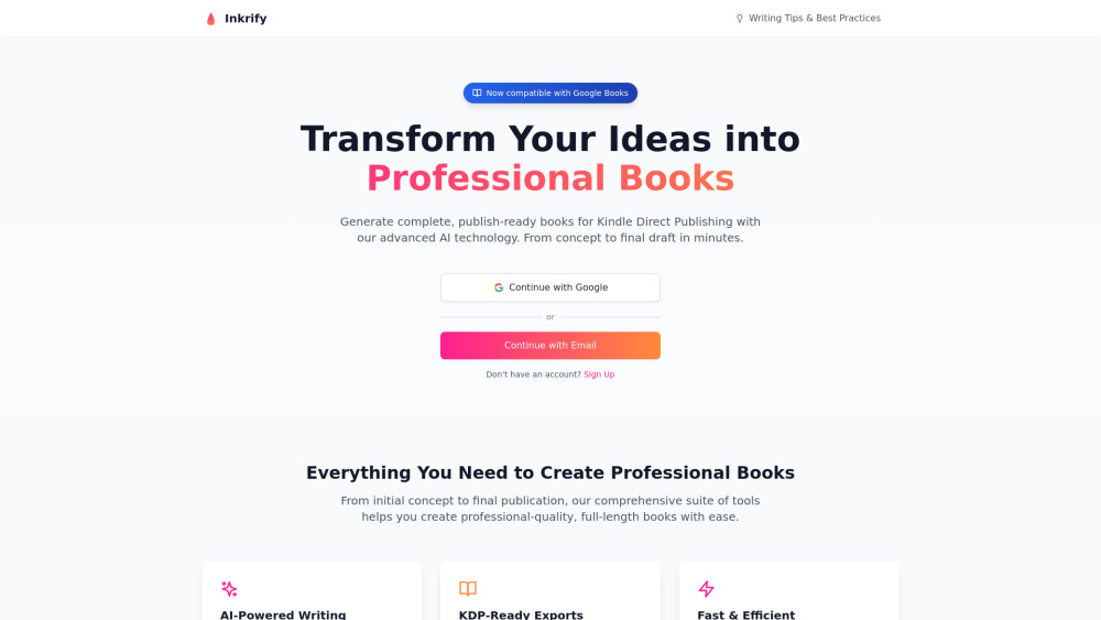 Inkrify: AI Tool for Professional Book Creation