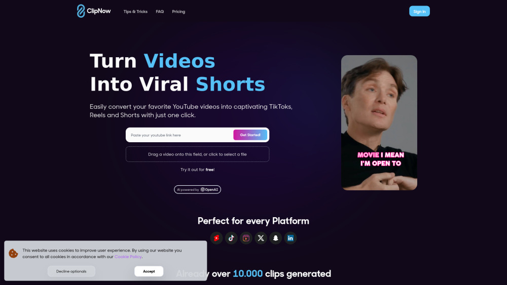 ClipNow: AI Tool for Engaging Short Video Clips