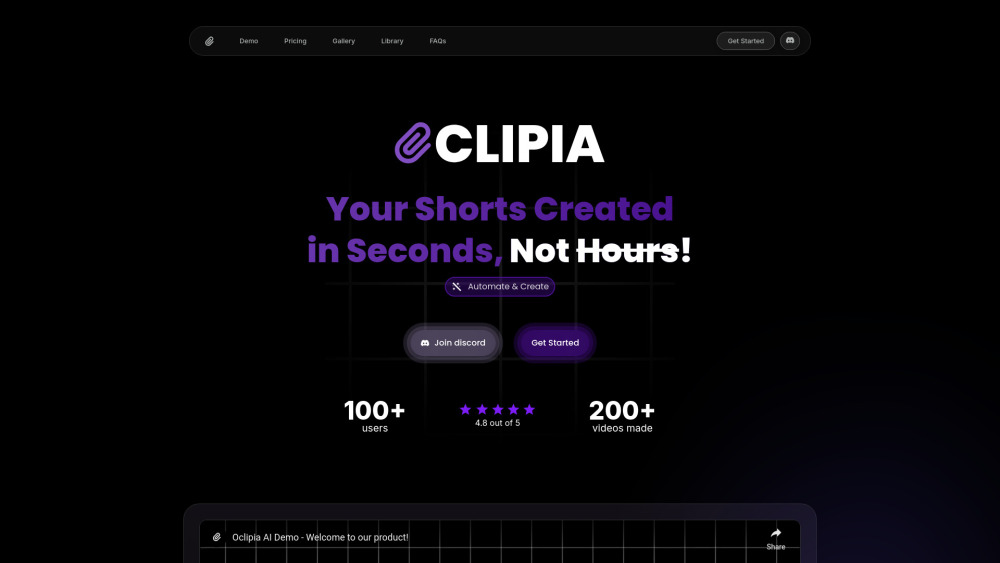 Oclipia AI: AI Tool for Niche Video Content