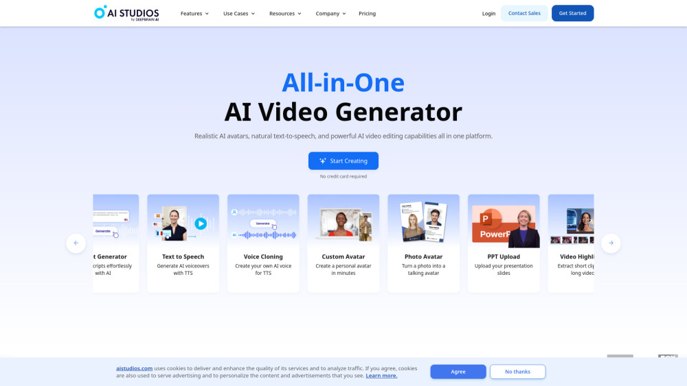 AI STUDIOS: All-in-One AI Tool for Avatars, TTS & Video Editing