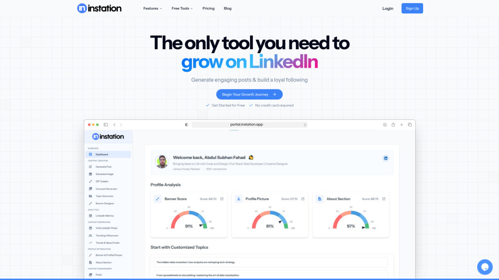 Instation: AI Tool for LinkedIn Growth & Content