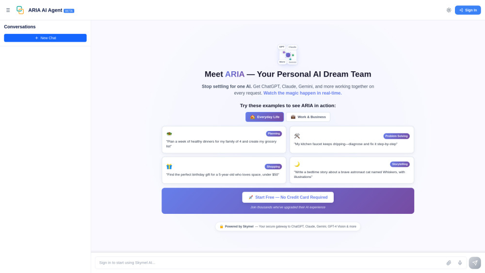 Skymel' ARIA (Beta): AI Tool That Finishes