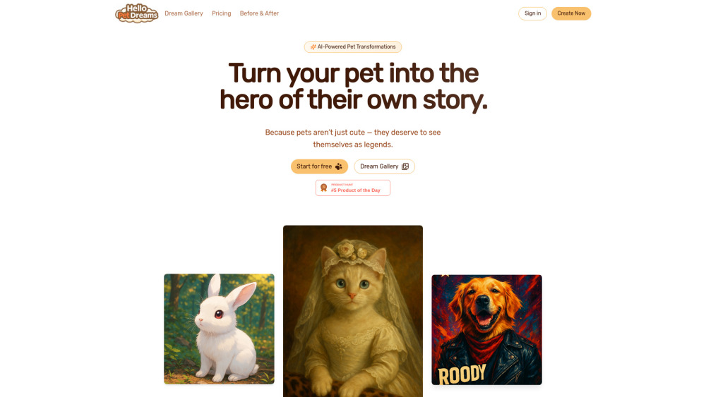 Hello Pet Dreams: AI Tool for Pet Art Magic