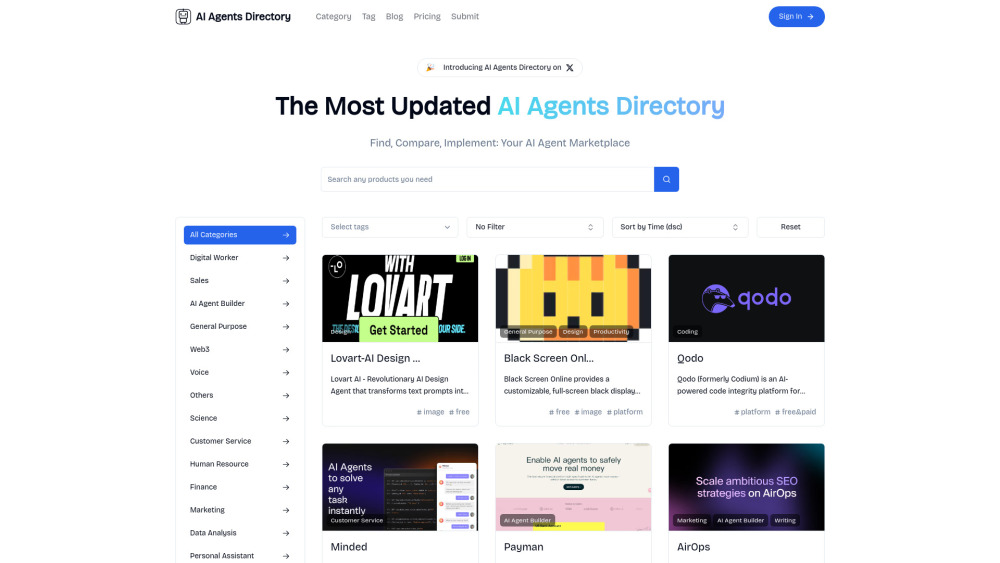AI Agents Directory: Top AI Tool Directory