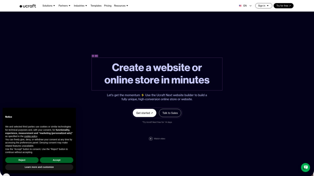 Ucraft Next: AI Tool No-Code eCommerce Builder