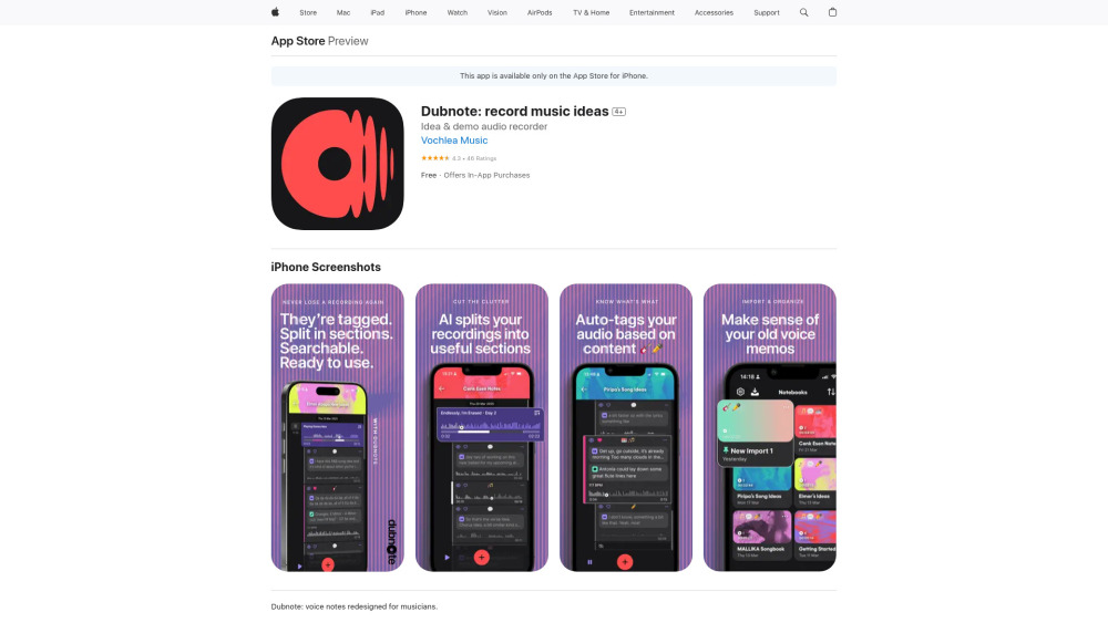 Dubnote: AI Tool for Musicians to Record & Organize Ideas