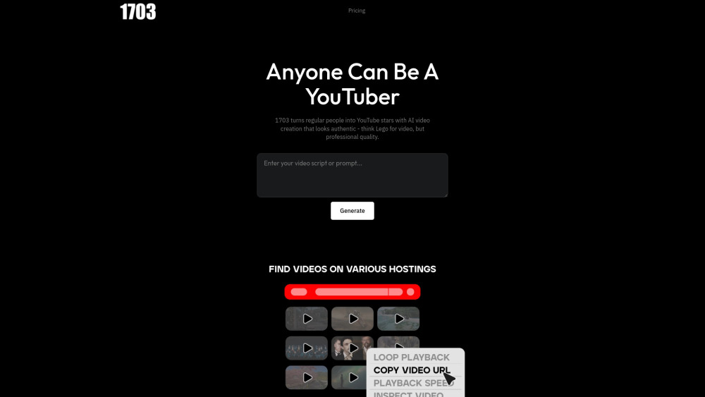 1703 Media: AI Tool for YouTube Video Creation