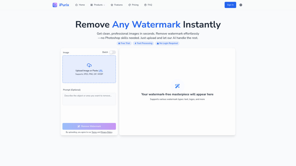 iPurix: AI Tool to Remove Watermarks Easily