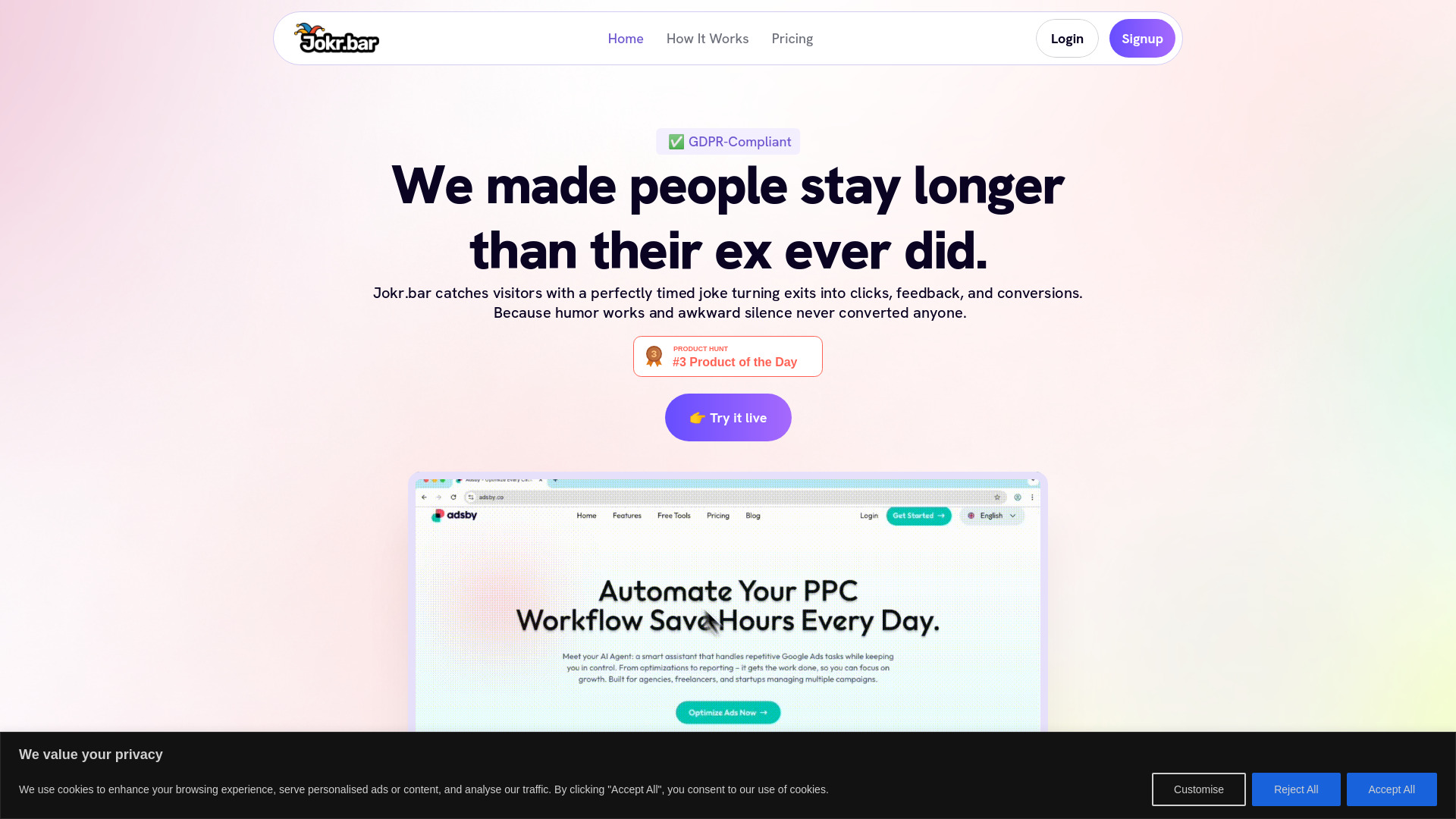 Jokr.bar: AI Tool to Reduce Bounce Rate