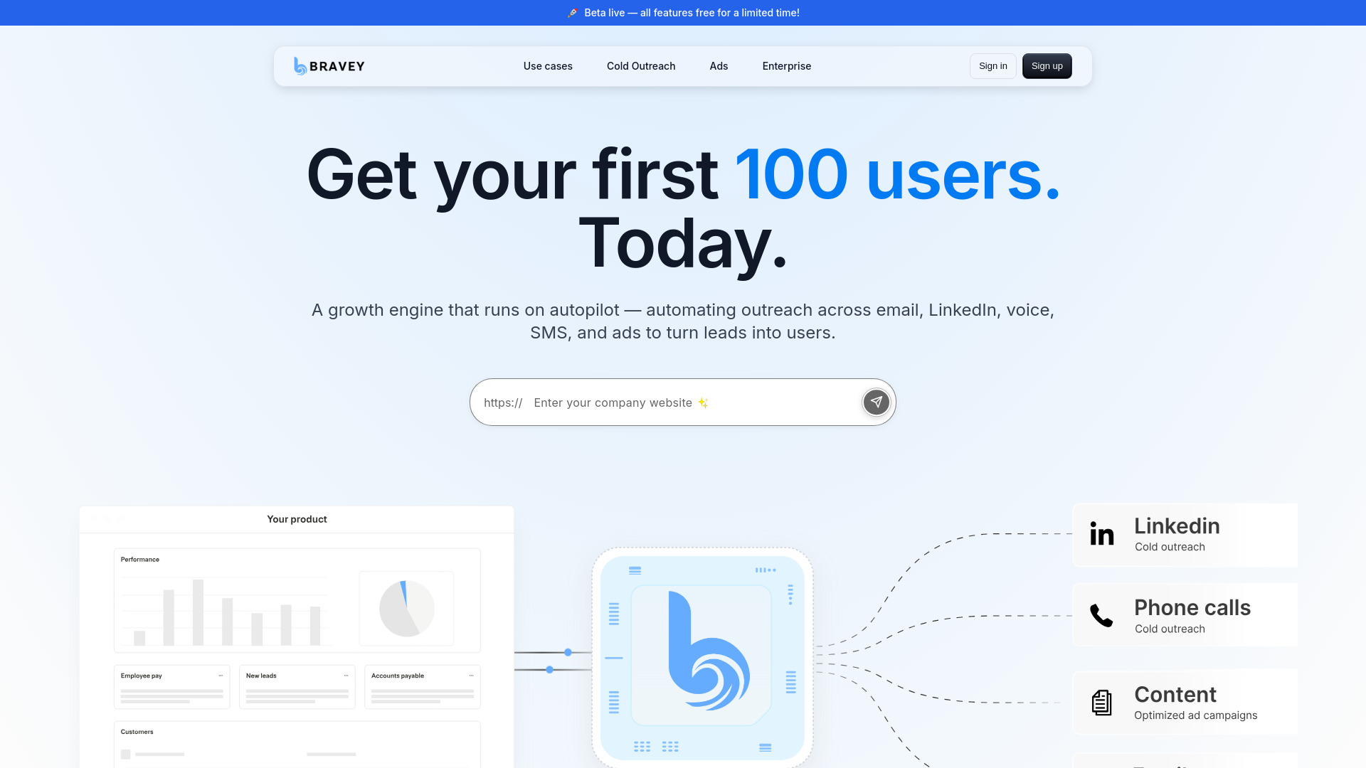 Bravey - AI Growth Engine for Startup Outreach: AI Tool to Automate Multi-Channel Outreach