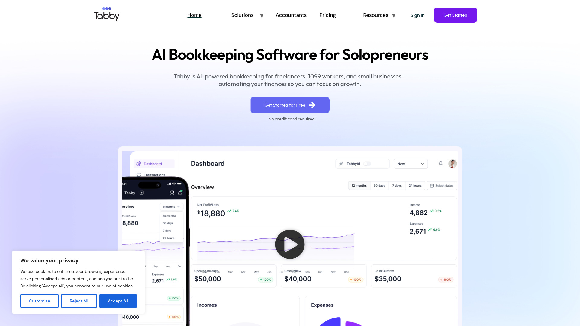 Tabby - AI Bookkeeping Tool for Small Business: AI Tool Automating Expense Tracking & Reports