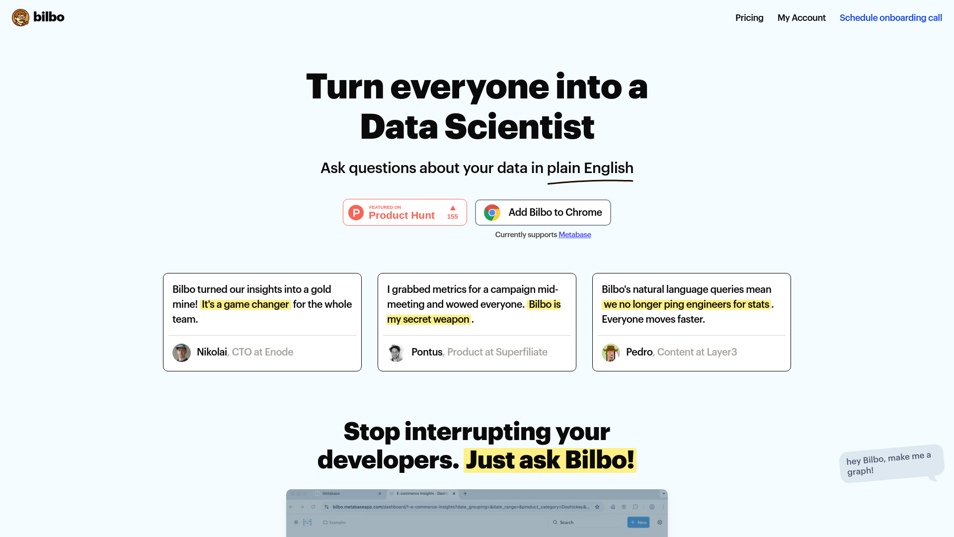 Bilbo - Metabase AI Assistant: ai tool for Product Name