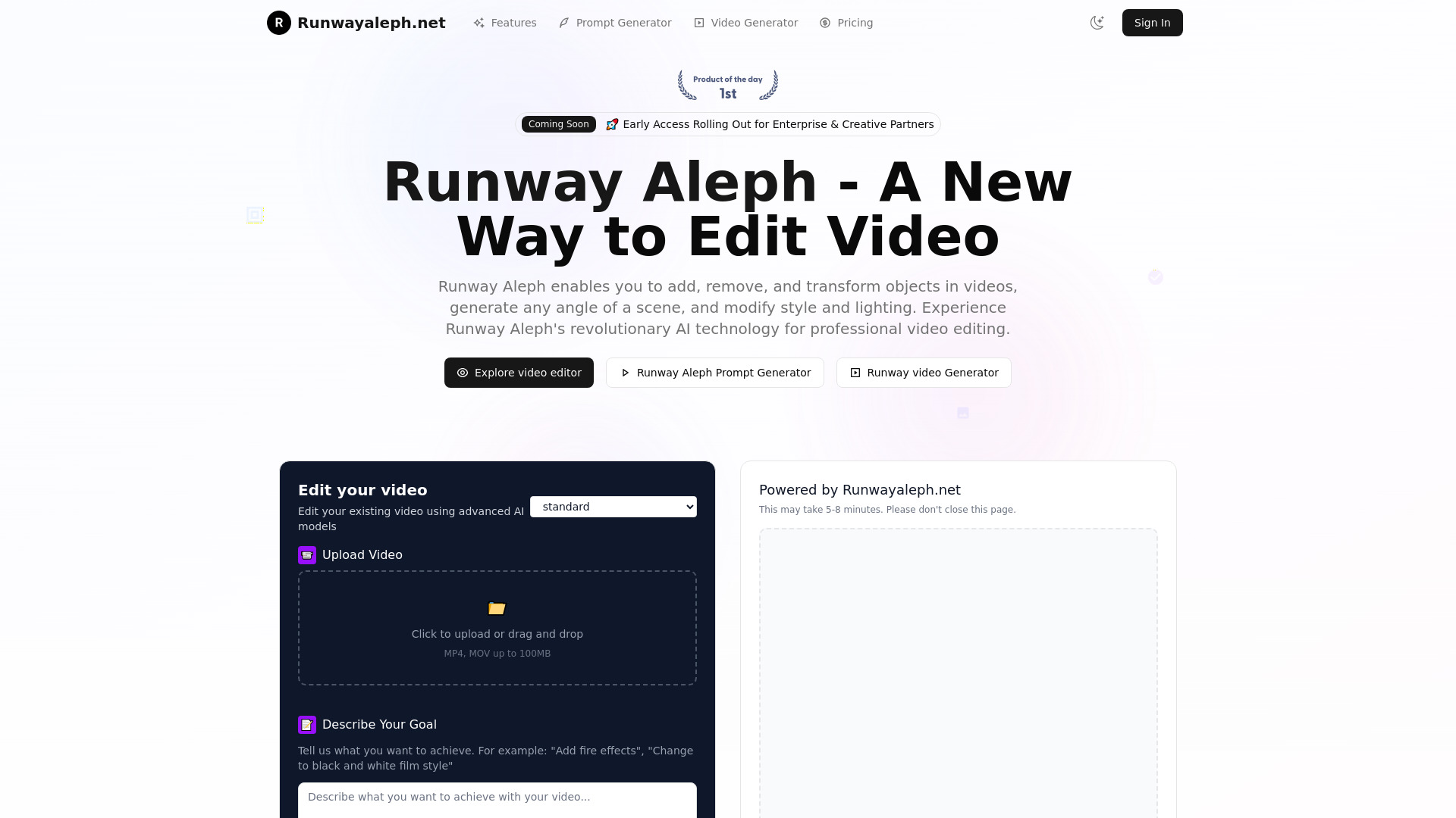 Runwayaleph.net: AI Tool for Instant Video Editing