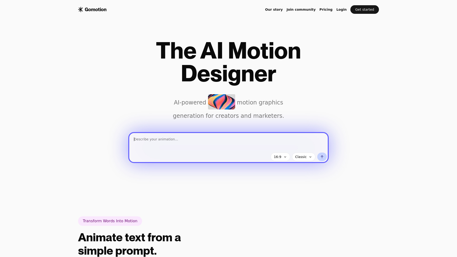 Gomotion: AI Tool for Motion Graphics