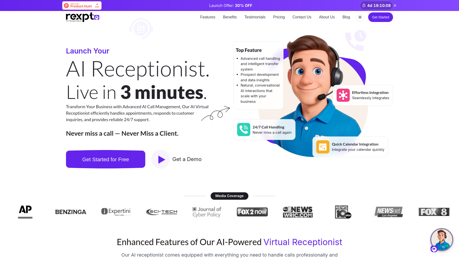 Rexpt AI: 24/7 AI Receptionist AI Tool