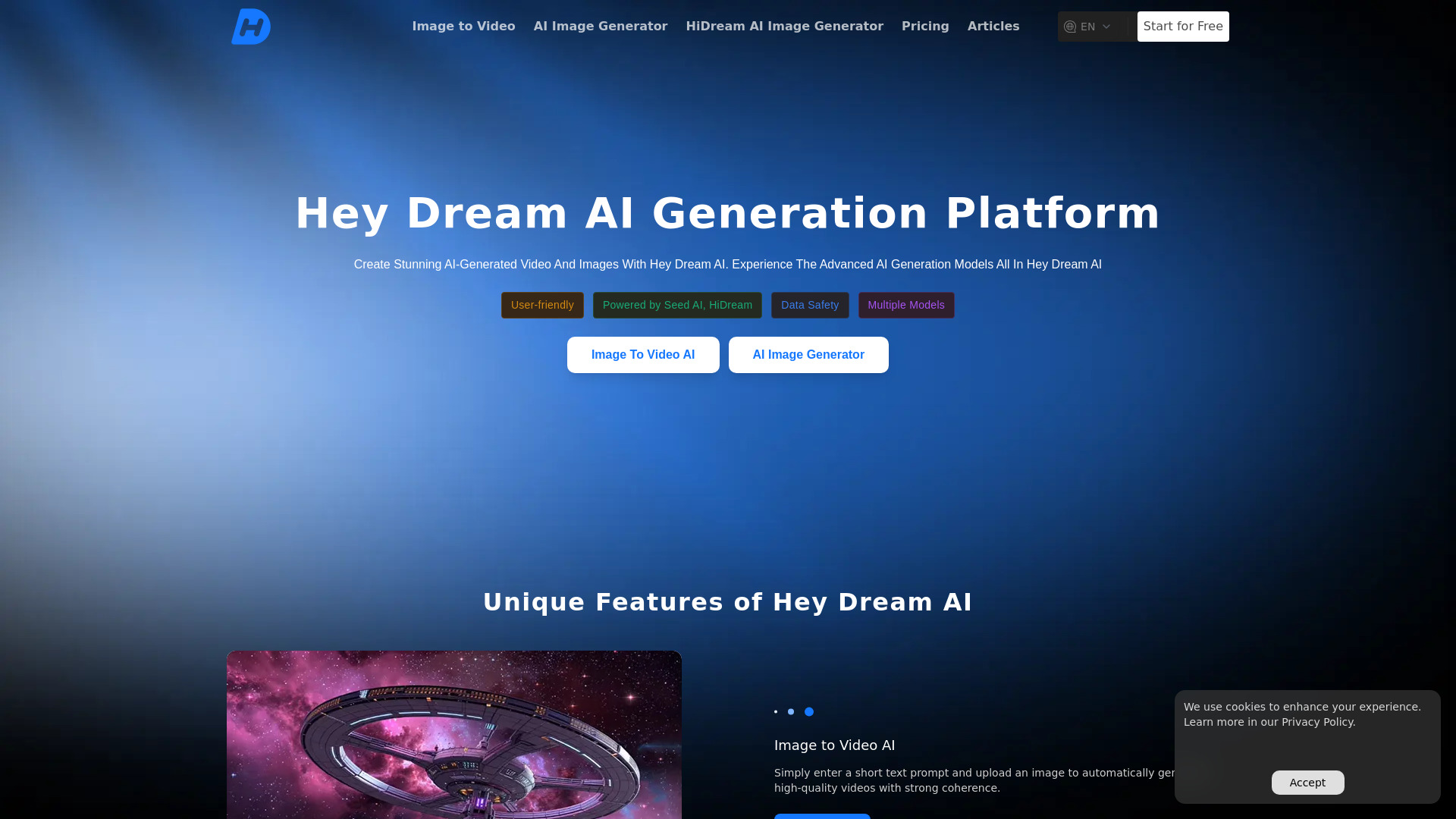 Hey Dream AI: Free AI Tool for Images & Videos
