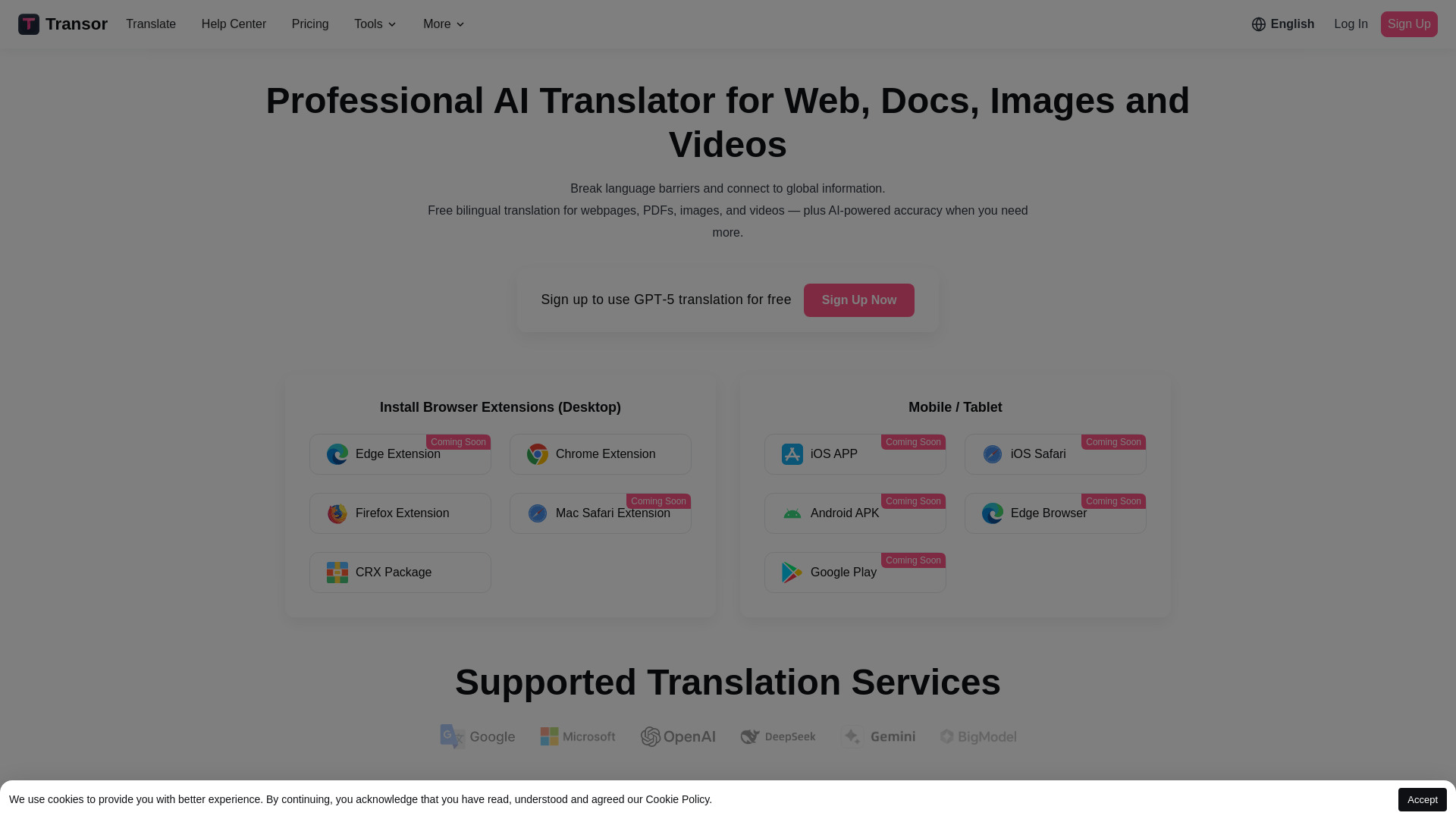 Transor - AI-Powered Translation Tool: ai tool for real-time bilingual translation