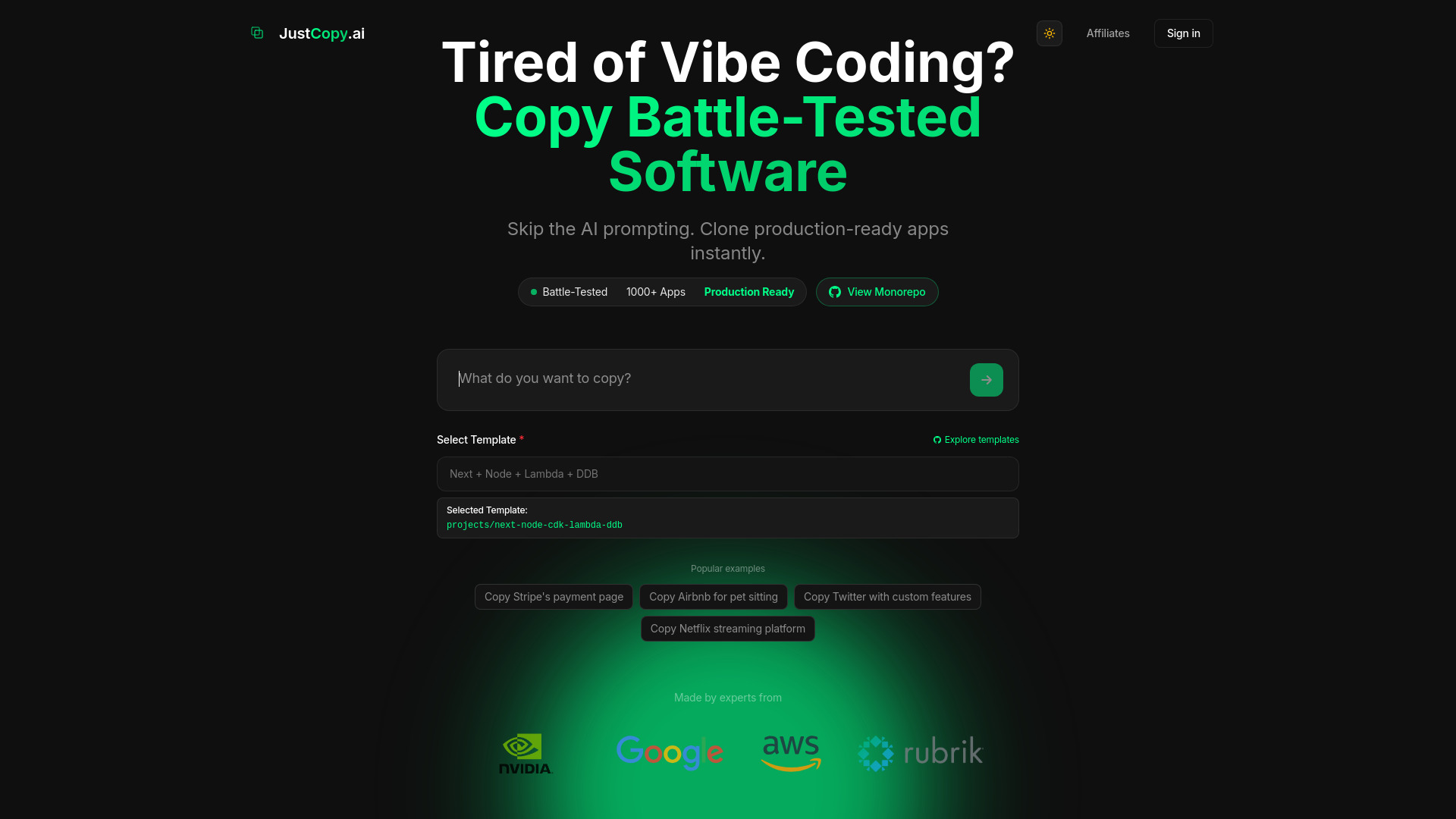 JustCopy.ai: AI Tool to Clone Apps Instantly